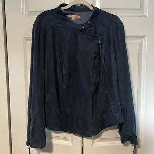 Gibson Latimer Womens Moto Jacket Blue Faux Suede Size 2X
